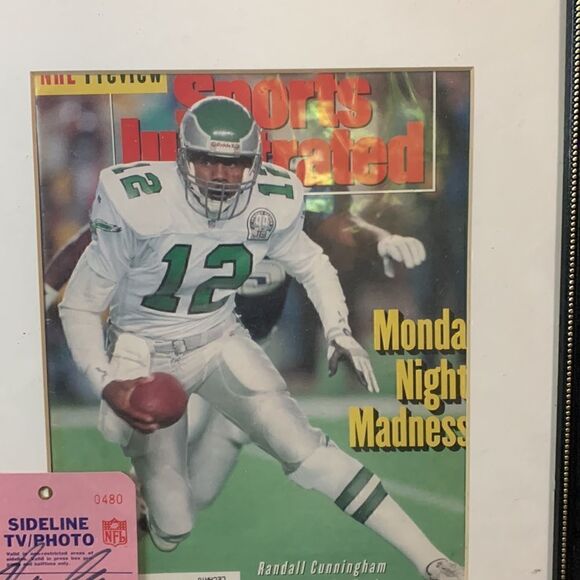 Randall Cunningham Sports Illustrated Sideline Pass Signed Mat and Framed - Picture 4 of 4